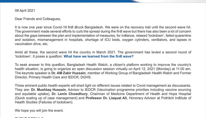 Report on BHW Open dialogue - The second wave and Covid-19 management